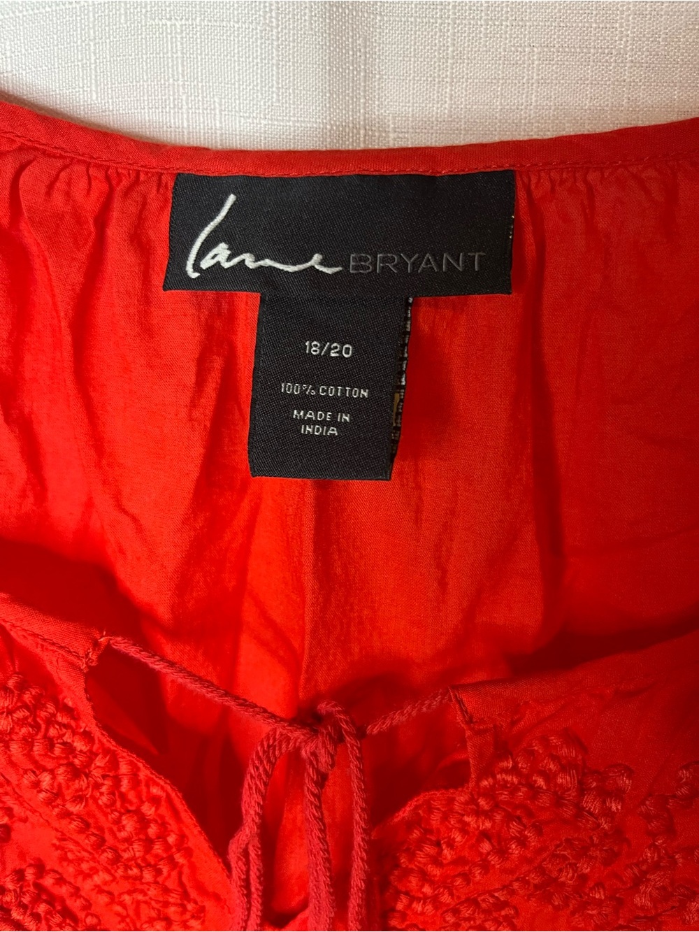 Lane Bryant Bright Red Beaded Peasant Blouse - Picture 2 of 4